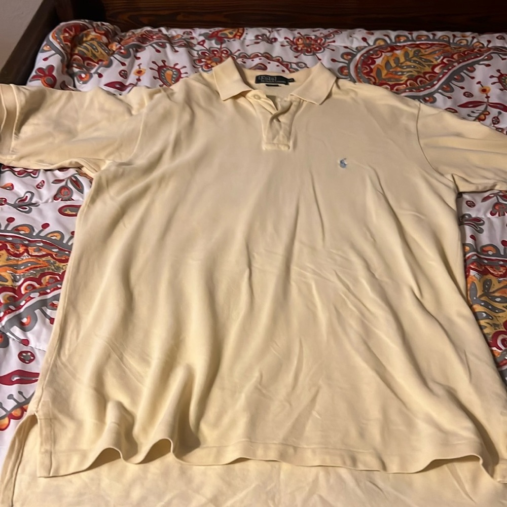 Men’s medium polo by Ralph Lauren, yellow with grey horse